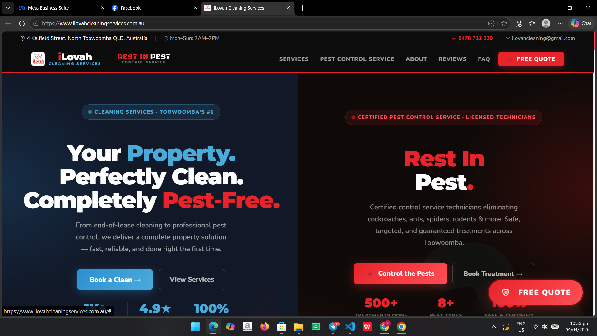 iLovah Cleaning Services Website